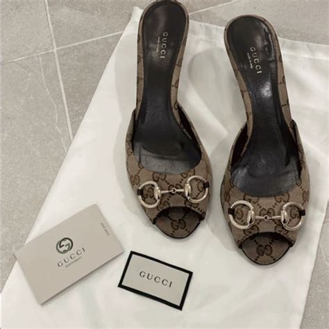 gucci monogram kitten heels|Gucci low heels for women.